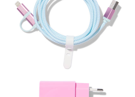 set USB oplader + laadkabel USB naar USB-C en 8-pin  Dutchshopper