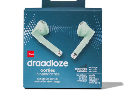 draadloze oortelefoon in oplaadcase mint  Dutchshopper