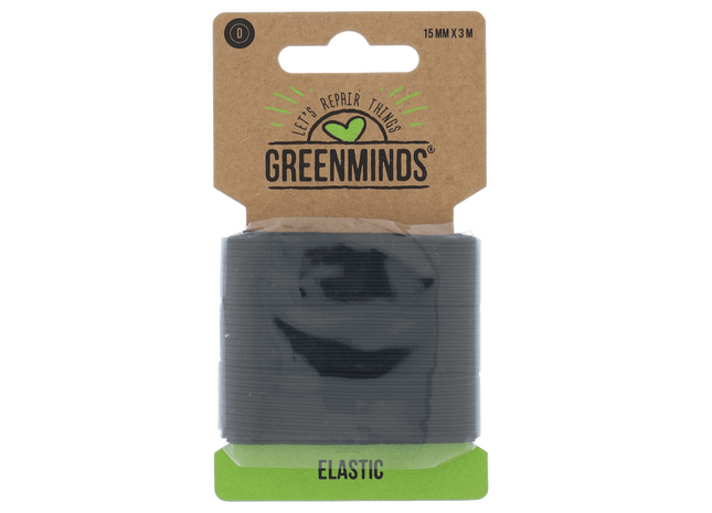 Greenminds Elastiek Zwart 15mm 3mtr