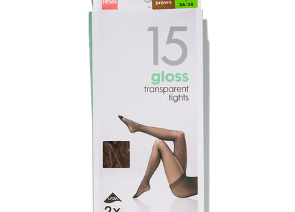 2-pack of tights 15 denier brown