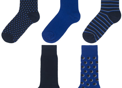 men's socks with cotton - 5 pairs dark blue