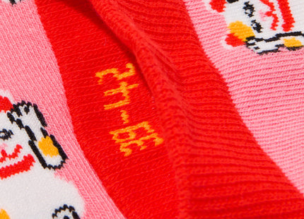 socks with cotton lucky cat pink