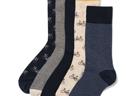 men's socks with cotton cycling - 5 pairs dark blue