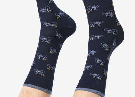 men's socks with cotton cycling - 5 pairs dark blue