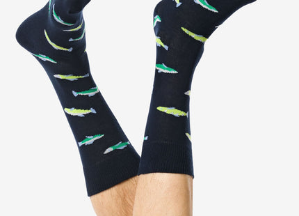 men's socks with cotton fish - 5 pairs dark blue