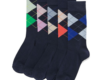 men's socks with cotton checks - 5 pairs multi