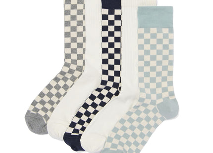 men's socks with cotton blocks - 5 pairs light blue