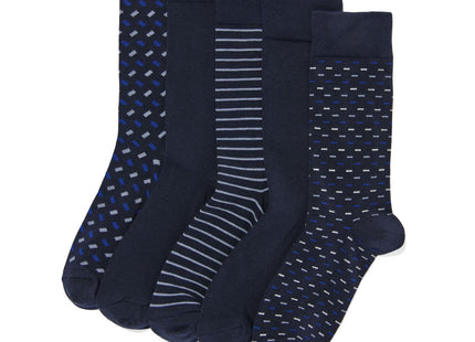 men's socks with cotton graphic - 5 pairs dark blue