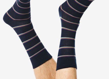 men's socks with cotton stripes dark blue