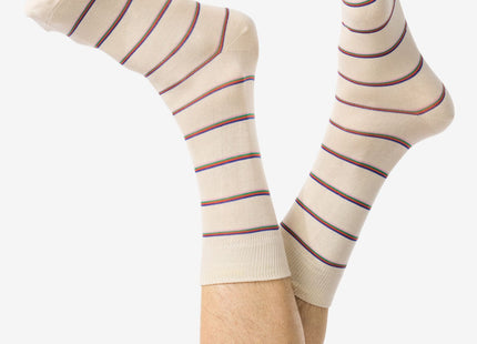 men's socks with cotton stripes beige