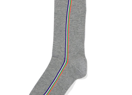 heren sokken met katoen zijstreep grijsmelange