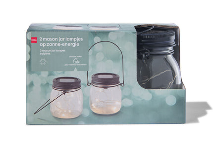 mason jar solar lampjes - 2 stuks  Dutchshopper