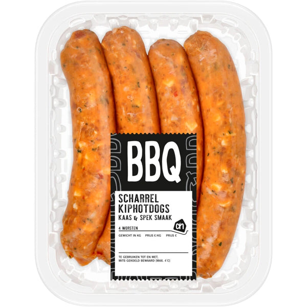 BBQ scharrel kiphotdog kaas en spek