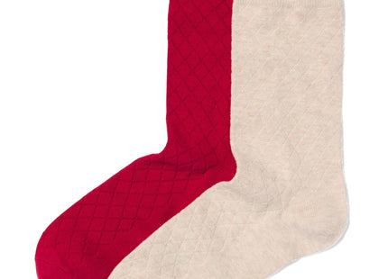 women's socks with cotton - 2 pairs red