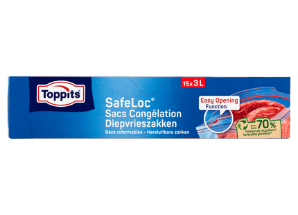 Toppits Safeloc Zip Diepvrieszakken 3L