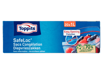 Toppits Safeloc Zip Diepvrieszakken 1L
