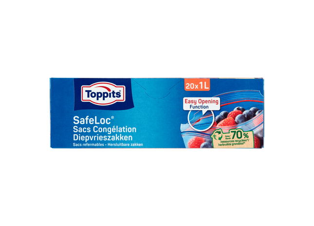 Toppits Safeloc Zip Diepvrieszakken 1L