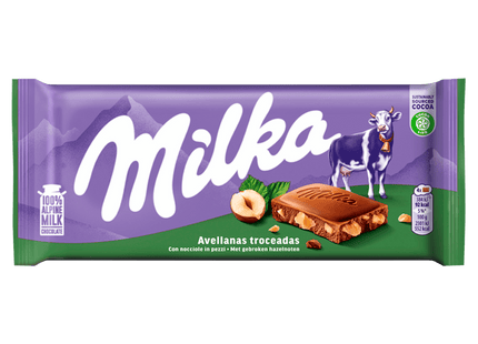 Milka Chocoladereep gebroken hazelnoten