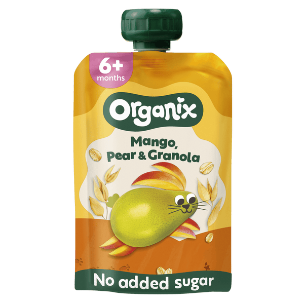 Organix Quetschobst Mango, Birne & Knuspermüsli 6+ Monate