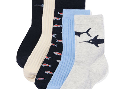 children's socks with cotton - 5 pairs dark blue