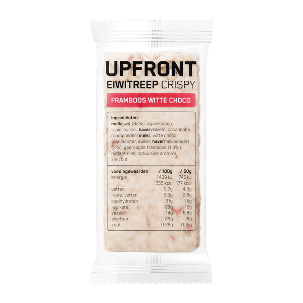 Upfront Eiwitreep Crispy Framboos Witte Choco