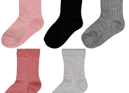 children's socks with cotton and glitter - 5 pairs multi