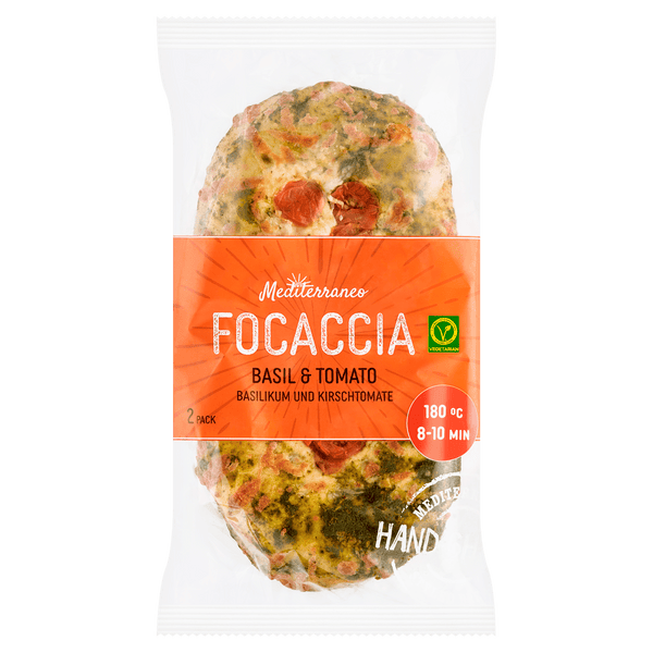 Mediterraneo Focaccia basilicum, kaas & tomaat