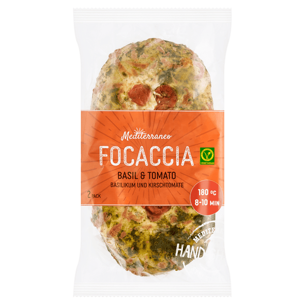 Mediterraneo Focaccia basilicum, kaas & tomaat
