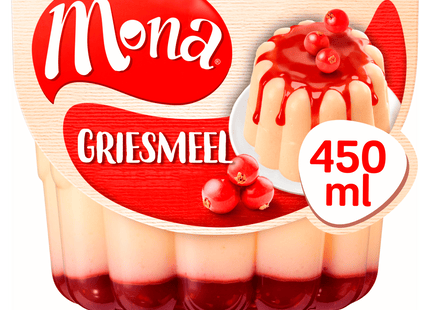 Mona Griesmeelpudding met rode bessensaus