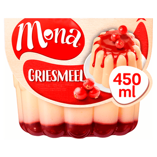 Mona Griesmeelpudding met rode bessensaus