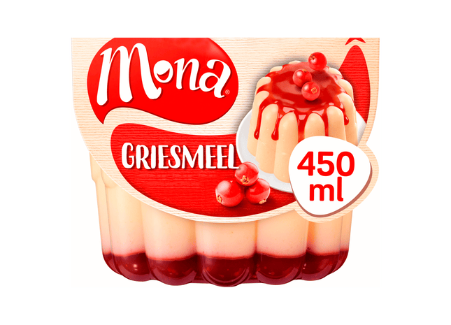 Mona Griesmeelpudding met rode bessensaus