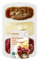 Stewed pear with beef stew and rosemary