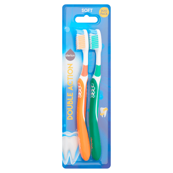 Derlon Toothbrush double action soft 2-pack