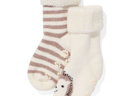 baby socks with terry cloth - 2 pairs beige