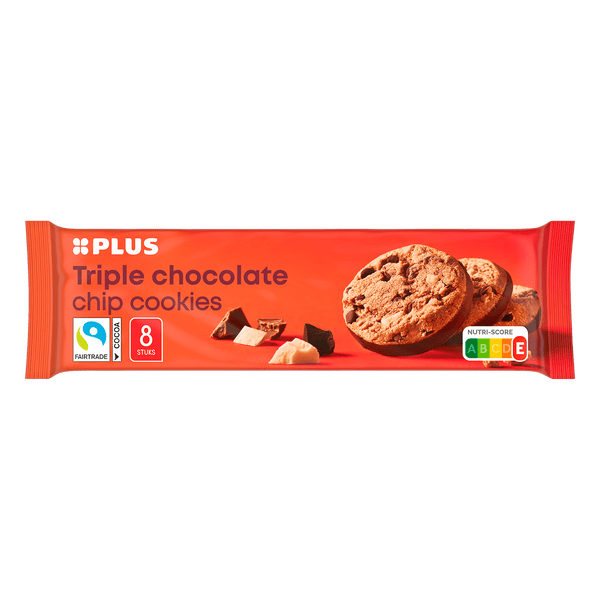 Threefold chocolate chip biscuits