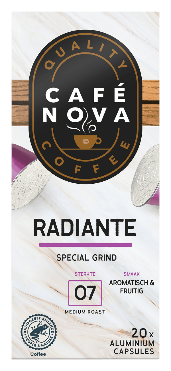Café Nova Koffiecups espresso radiante sterkte 7