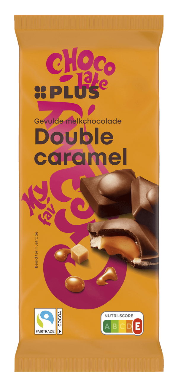 Filled chocolate bar double caramel