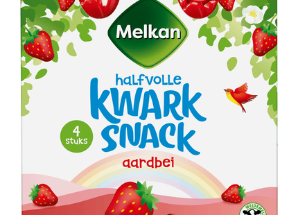 Melkan Toetiemonster Zuivelsnack Halfvolle kwark aardbei 4s