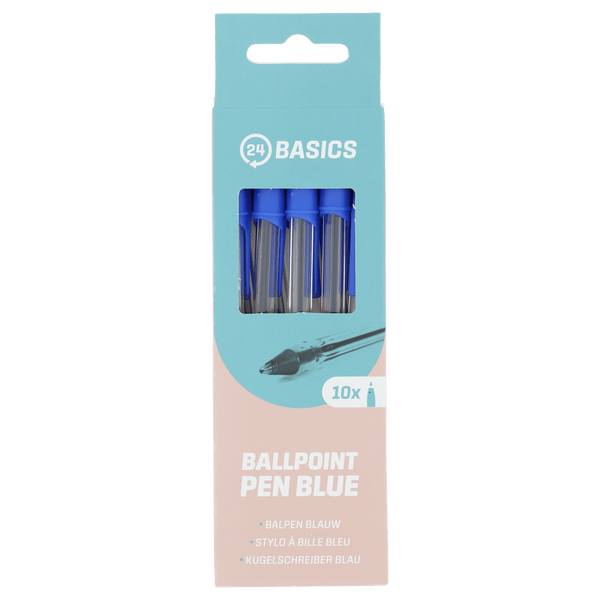 24Basics Ballpoint Pen with Cap Blue 10pcs