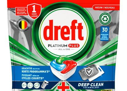 Dreft Platinum dishwasher deep clean blue