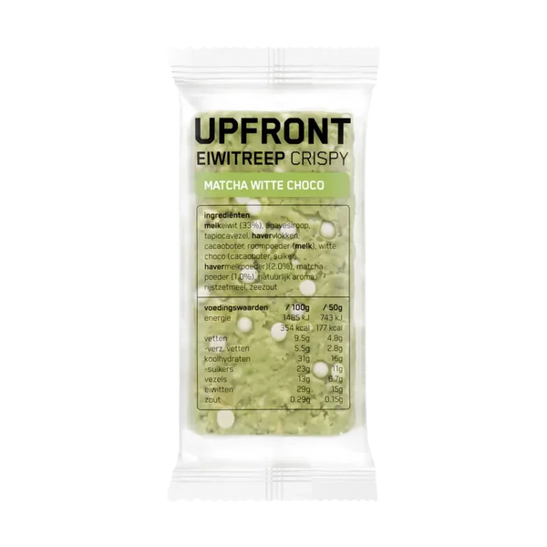 Upfront Eiwitreep crispy matcha witte choco