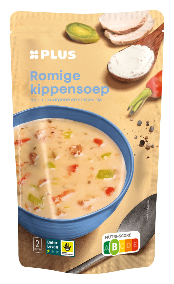 Soep in zak kippensoep