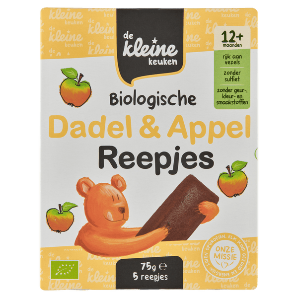 De Kleine Keuken Bio dadel & appel reepjes 12+