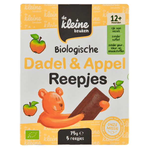 De Kleine Keuken Bio Dattel- und Apfelstreifen 12+