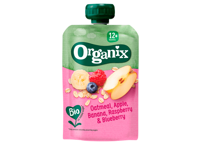 Organix Knijpfruit Haver Appel Banaan 12+m
