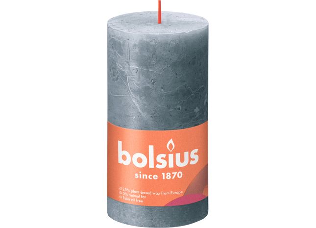Bolsius Rustikale Stumpenkerze 130/68 Schieferblau