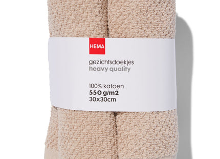 gezichtsdoekjes 30x30 zware kwaliteit beige rijstkorrel - 4 stuks