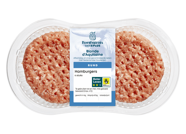 Boerentrots Blonde d'Aquitaine Hamburgers 4 stuks