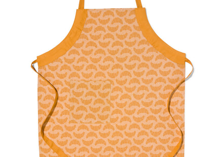 kitchen apron - chambray cotton - ocher yellow croissant