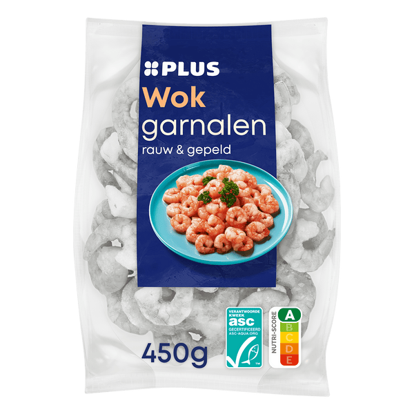 Roh und geschälte Wok-Garnelen